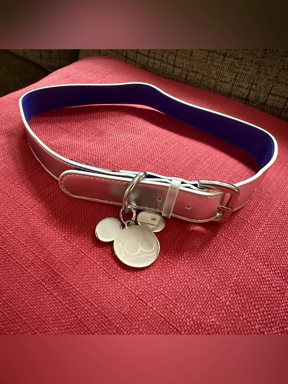 Disney Parks 100th Anniversary Dog Collar - Platinum Silver Size L